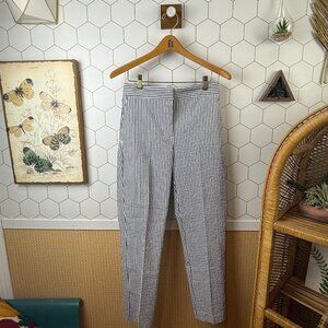 Zara High-Waist Navy Striped Elastic Back Tailored Pants - Size - Medium - NWT